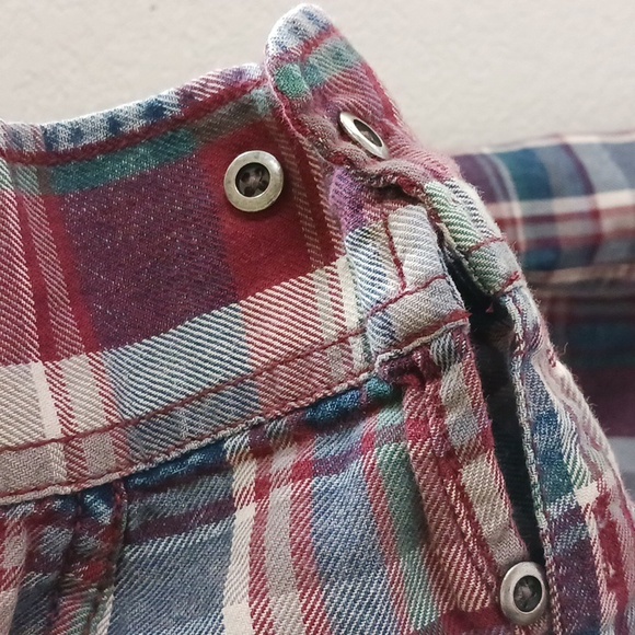 90s Mossimo plaid striped long-sleeve button-up 90s shirt. Size -Medium - Picture 4 of 14